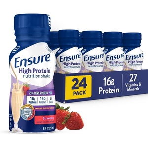 image:imageEnsure High Protein Strawberry Nutrition Shake Ready to Drink 16g Protein and 27 Vitamins and Minerals 8 fl oz 24 PackStrawberry