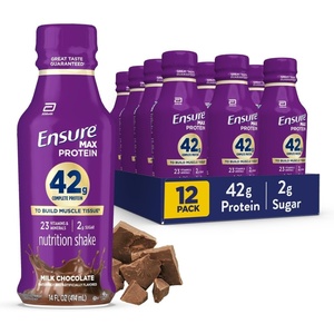 image:imageEnsure Max Protein Shake  42g Complete Protein  Milk Chocolate  Ready to Drink  High Protein  23 Vitamins amp Minerals  2g Sugar  14 fl oz 12 PackChocolate