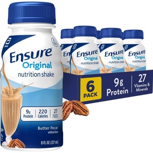 image:imageEnsure Original Butter Pecan Nutrition Shake  Small Meal Replacement Shake  Ready To Drink  9g Protein 27 Vitamins and Minerals  8 fl oz  6 Pack