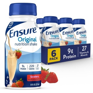 image:imageEnsure Original Vanilla Nutrition Shake  Small Meal Replacement Shake  Ready To Drink  9g Protein 27 Vitamins and Minerals  8 fl oz  6 PackStrawberry