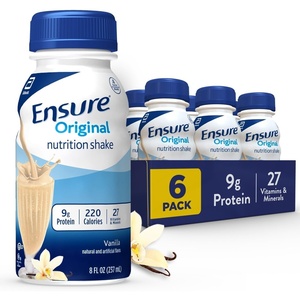 image:imageEnsure Original Vanilla Nutrition Shake  Small Meal Replacement Shake  Ready To Drink  9g Protein 27 Vitamins and Minerals  8 fl oz  6 PackVanilla