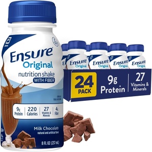 image:imageEnsure Original Vanilla Nutrition Shake With Fiber  Small Meal Replacement Shake  Ready to Drink  9g Protein 27 Vitamins and Minerals  8 fl oz  24 PackChocolate